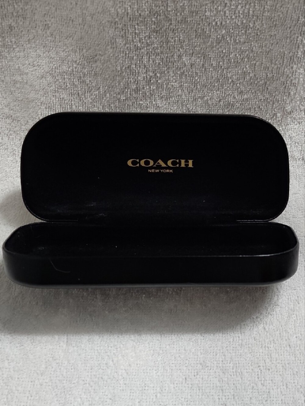 Coach Black Eyeglasses/Sunglasses Case with Gold Logo (Cleaning Cloth Included)